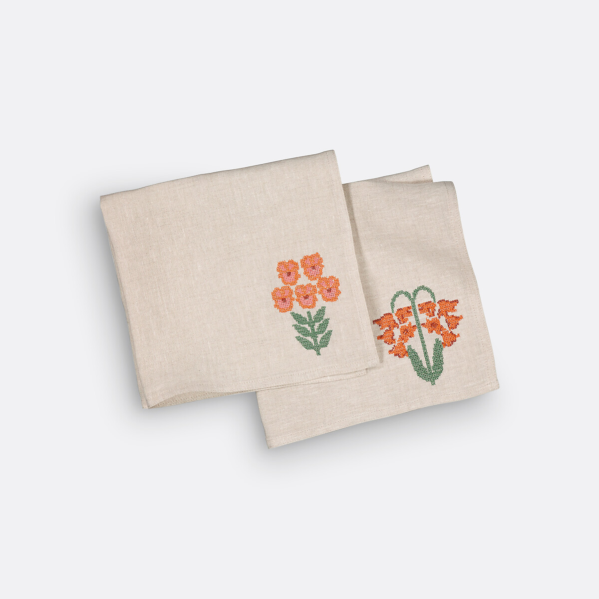 LA REDOUTE INTERIEURS<br>Conjunto de 2 guardanapos de linho bordados, Harlig