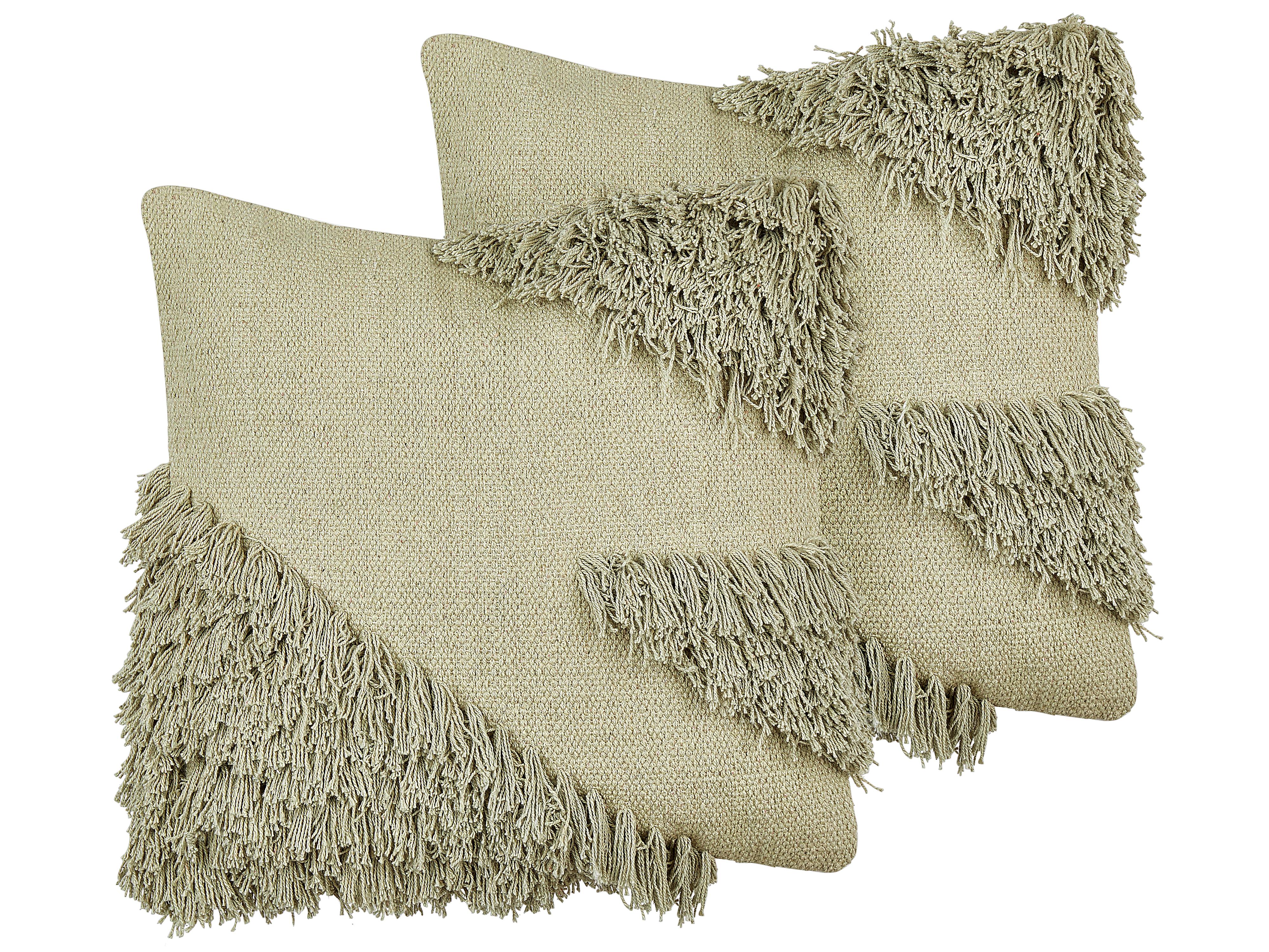 Set van 2 sierkussens SOURWOOD Katoen 45 x 45 cm Lichtgroen geometrisch patroon