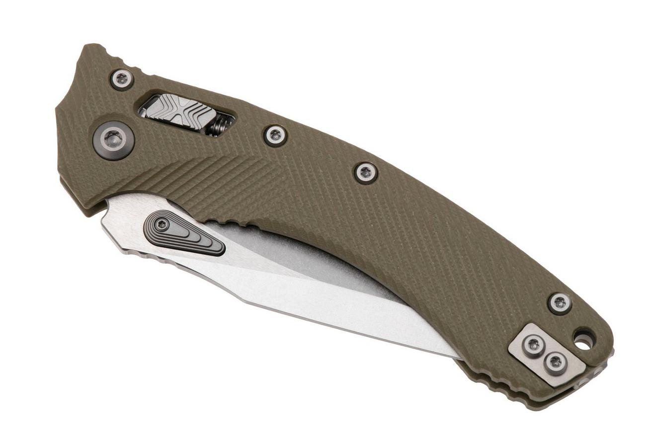 Microtech Amphibian 137RL-11FLGTOD, Stonewashed M390MK, Fluted Olive Drab G10, partly serrated zakmes