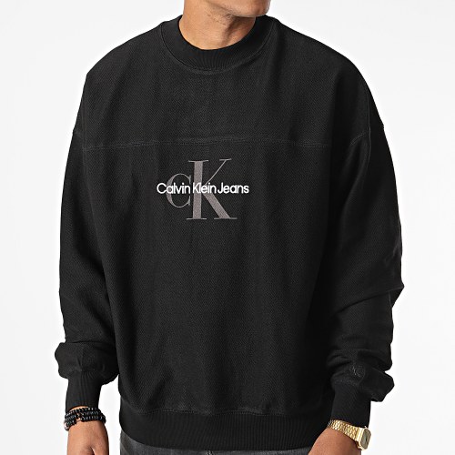Sweat Crewneck Monologo Textured 1893 Noir