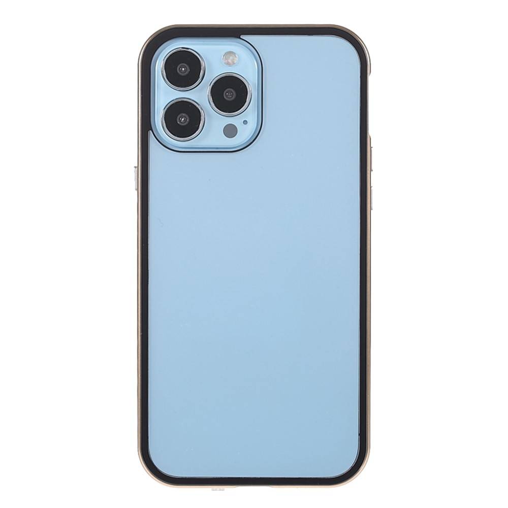iPhone 13 Pro Magnetische Alu Schutzhülle mit Panzer Glas Backcover   Privacy Glas Displayschutz (Magnet-Technologie) - Gold