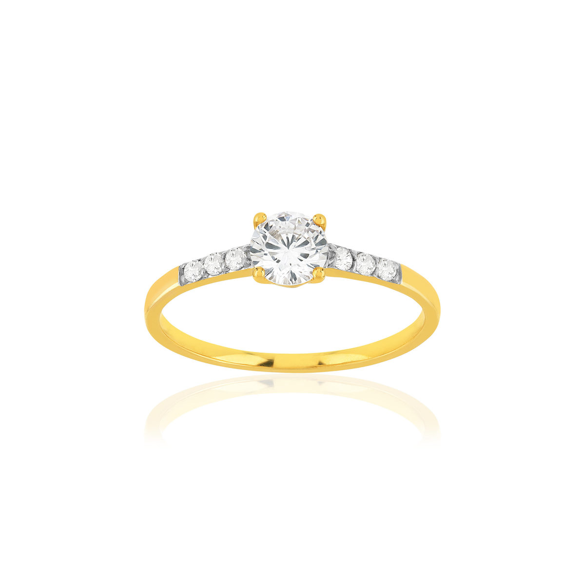 Bague or 375 2 tons zirconias