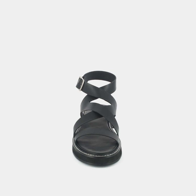 Sandales à brides croisées  en cuir noir