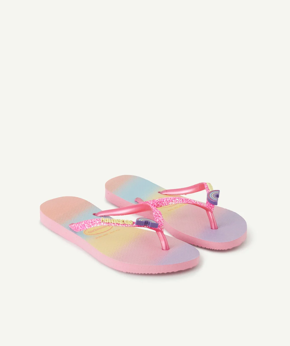 HAVAIANASTONGS SLIM FILLE MULTICOLORES ET À PAILLETTES ROSES