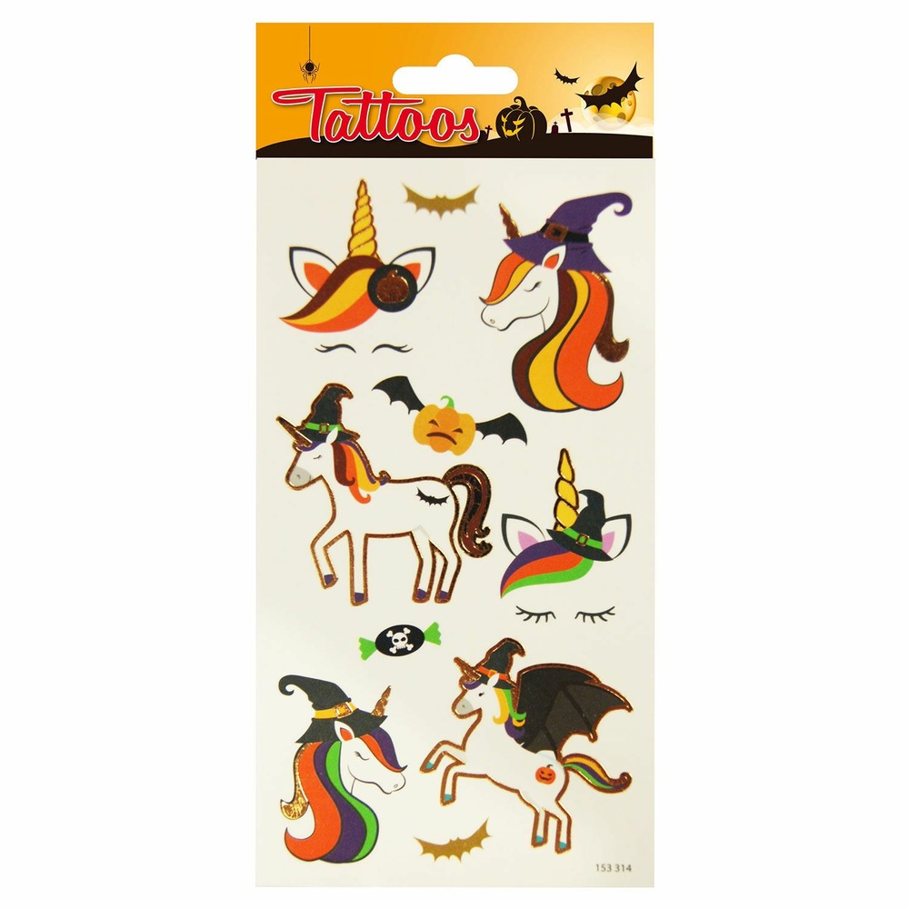 Tatouages temporaires - licornes halloween
