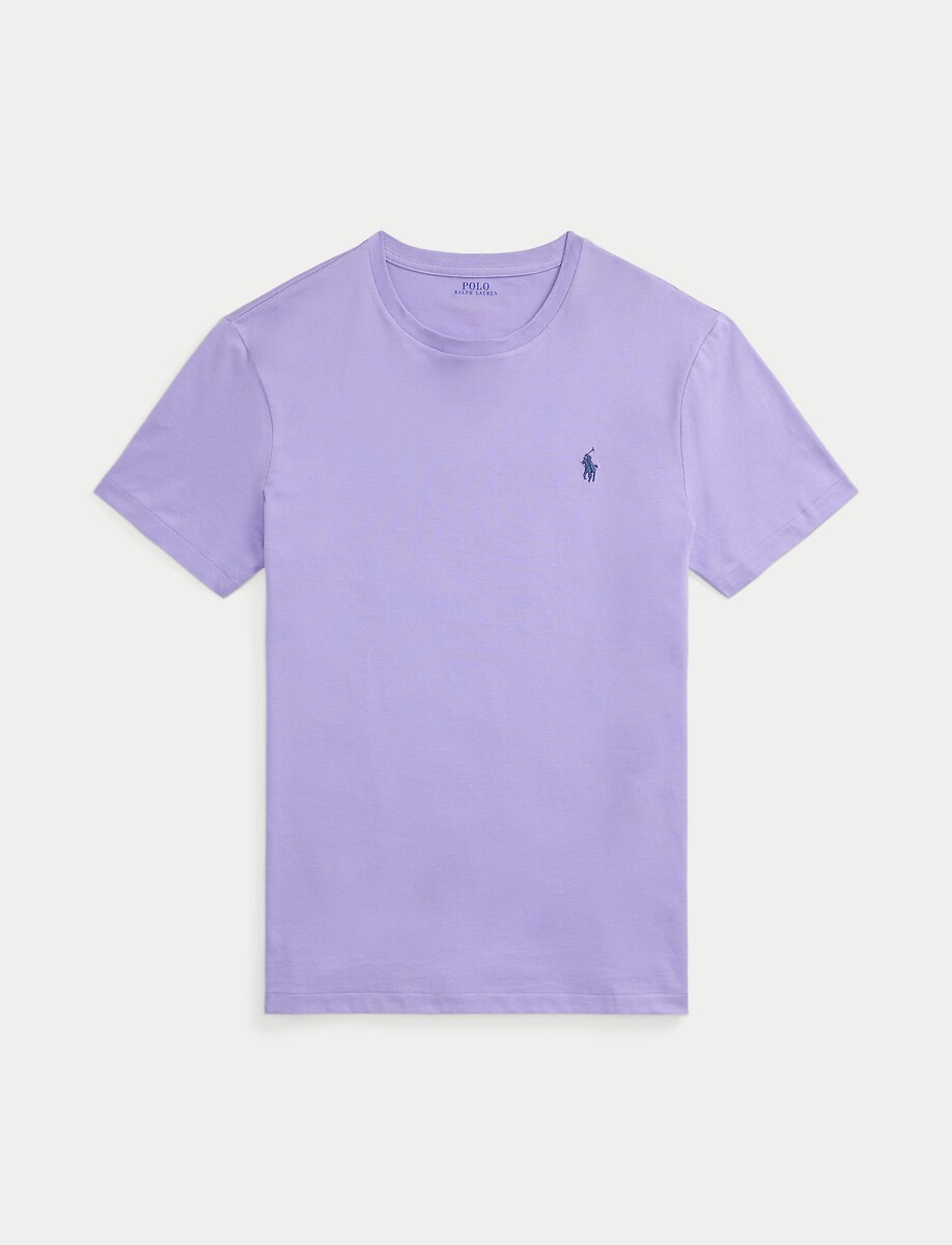 POLO RALPH LAUREN<br>Camiseta lisa de malha fina com logotipo bordado