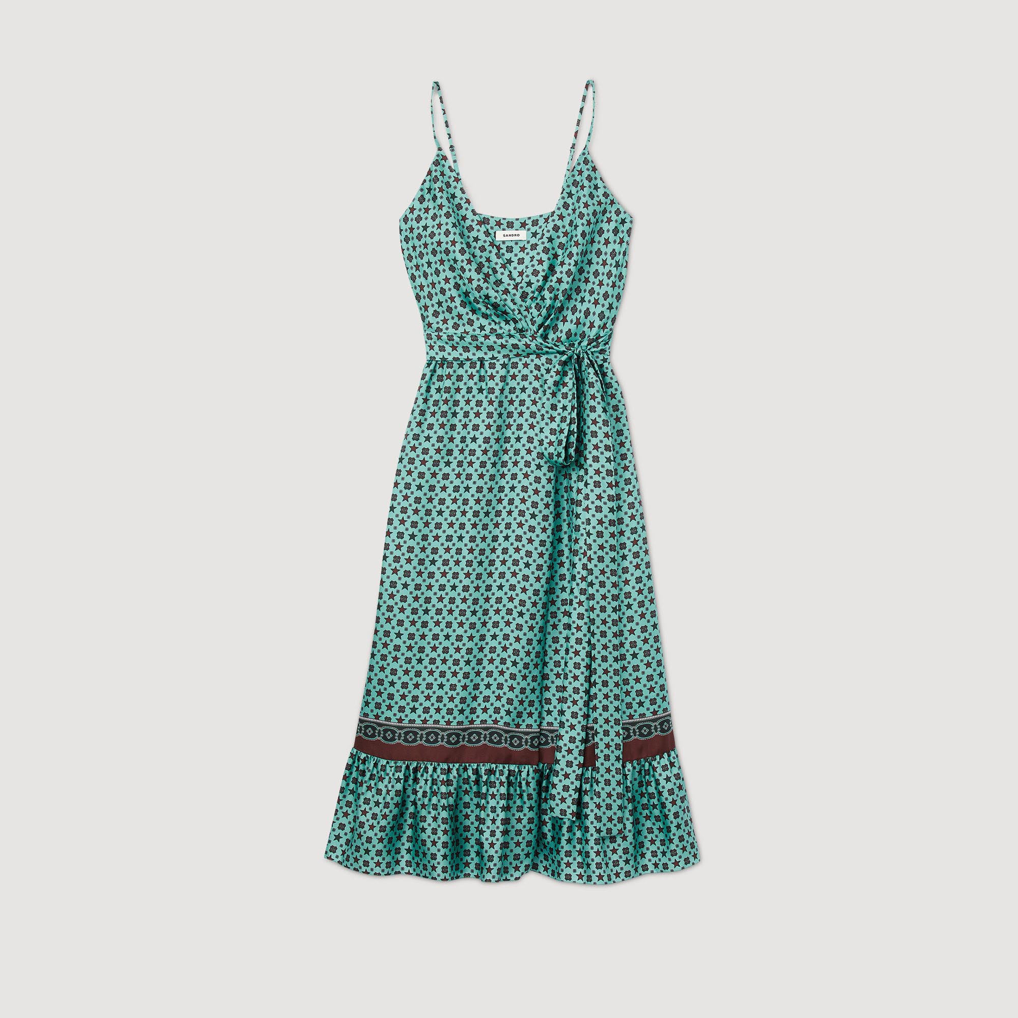 Robe midi satinee imprimee