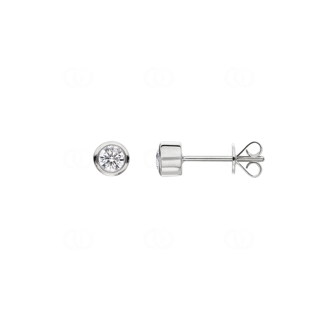 0.27 Karat Solitär Diamantohrstecker 750/18 K Weissgold in Zargenfassung