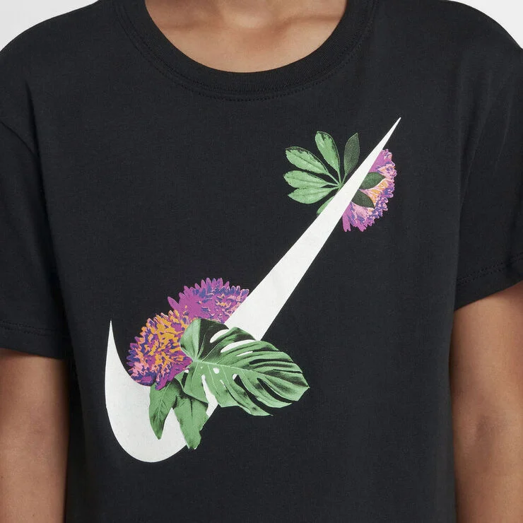 Nike Sportswear Floral Swoosh T Shirt Sort