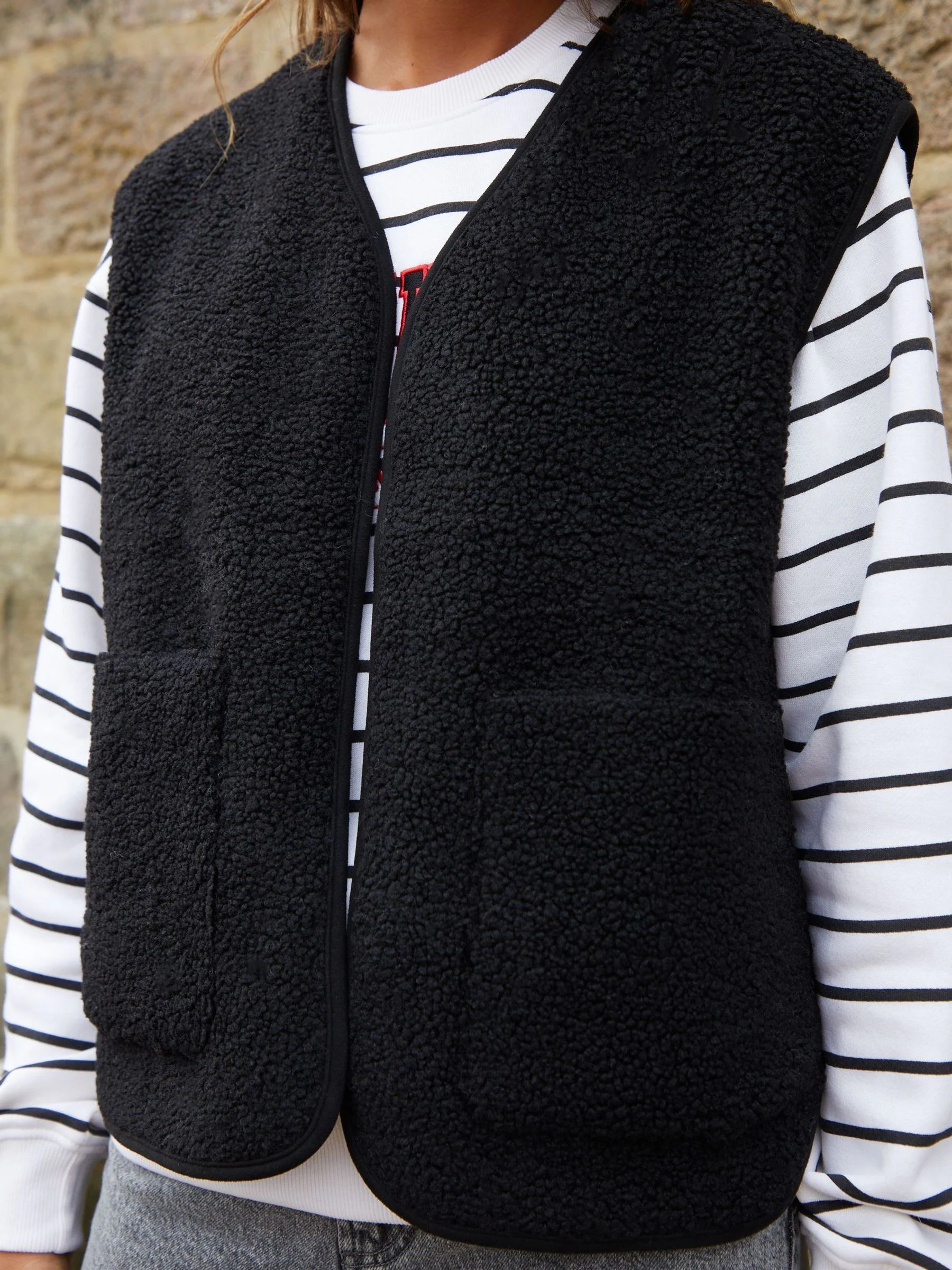Zwart - Threadbare omkeerbaar gilet met borg