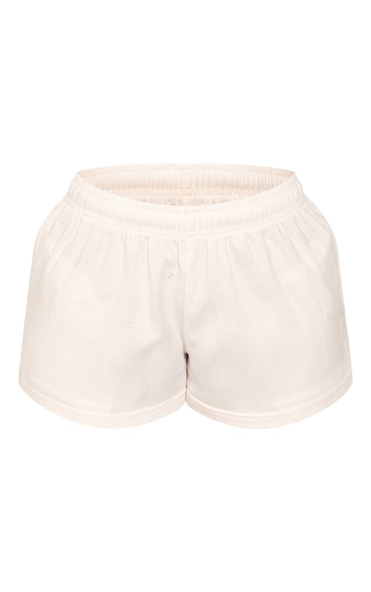 Crème Short Décontracté Petite En Coton Avec Cordon De Serrage Contrasté