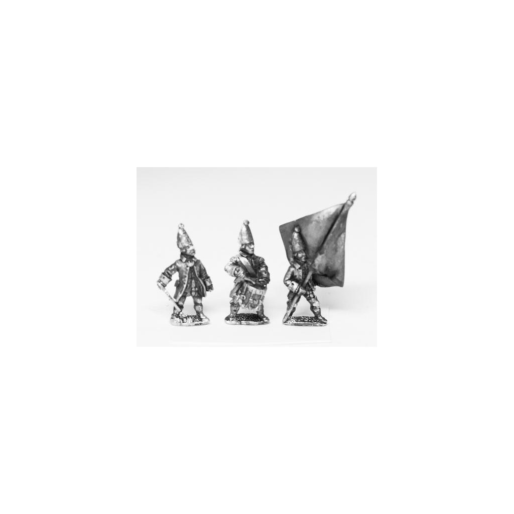 Seven Years War Russian: Command: Grenadier Officer, Standard Bearer & Drummer