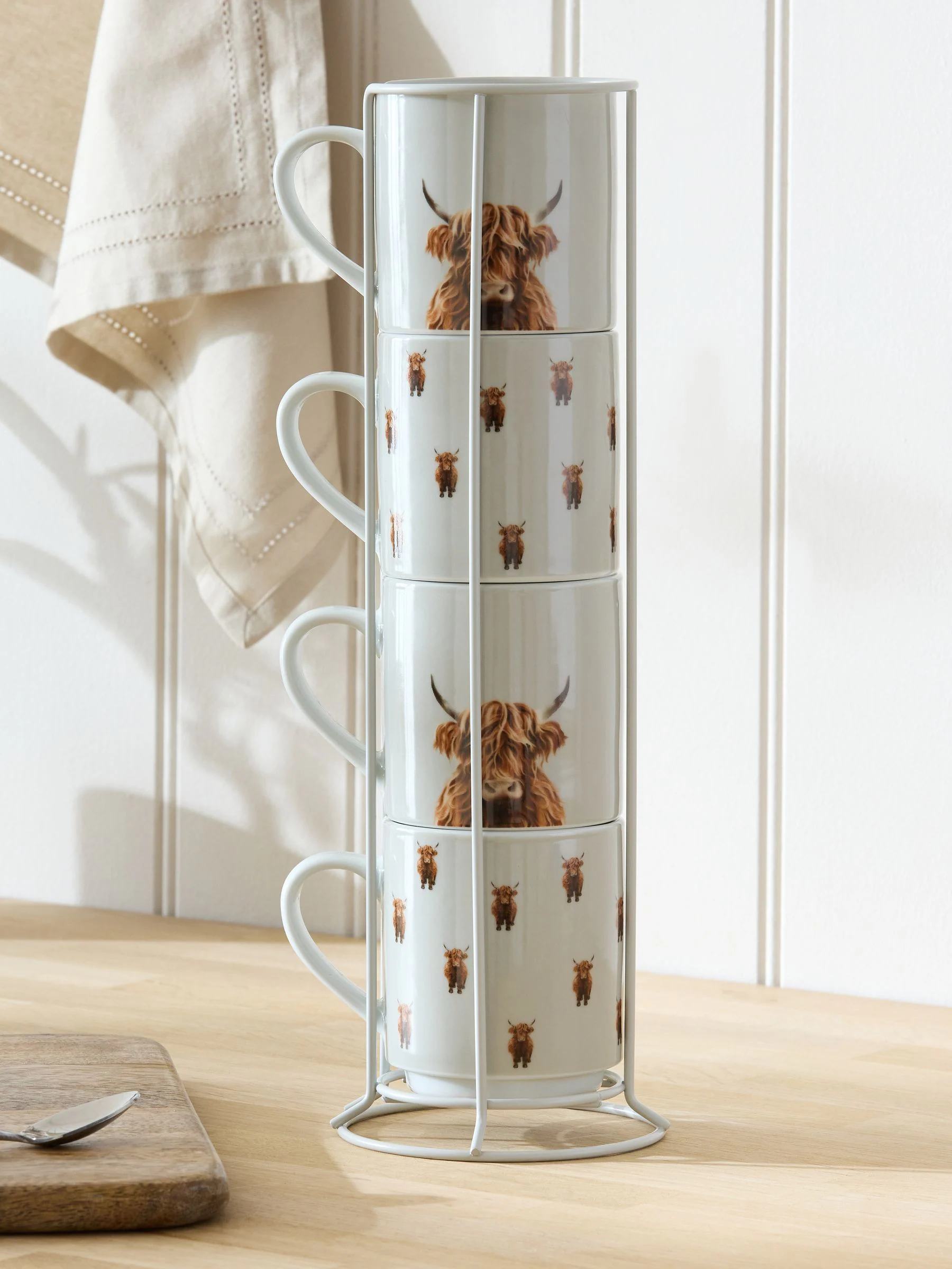 Set of 4 Hamish the Highland Cow Stacking Mugs