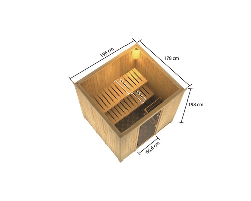 Karibu Tromsö modulaire sauna zonder oven en dakkroon, met gebronsde volledig glazen deur