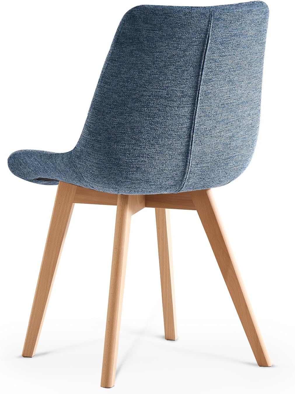 B&D home® Esszimmerstühle Tania 2er Set – Polsterstuhl mit ergonomischer Sitzschale, Webstoff Blau, Massivholzbeine Natur, skandinavisches Design für Esszimmer, Küche, Büro, Wohnzimmer