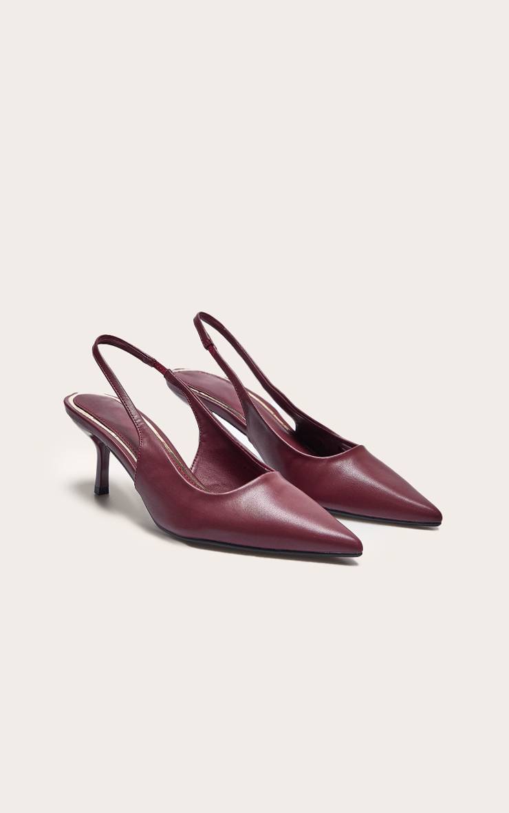 Rouge Bordeaux Escarpins À Bout Pointu Et Bride Arrière En Synthétiquecuir À Talon Moyen