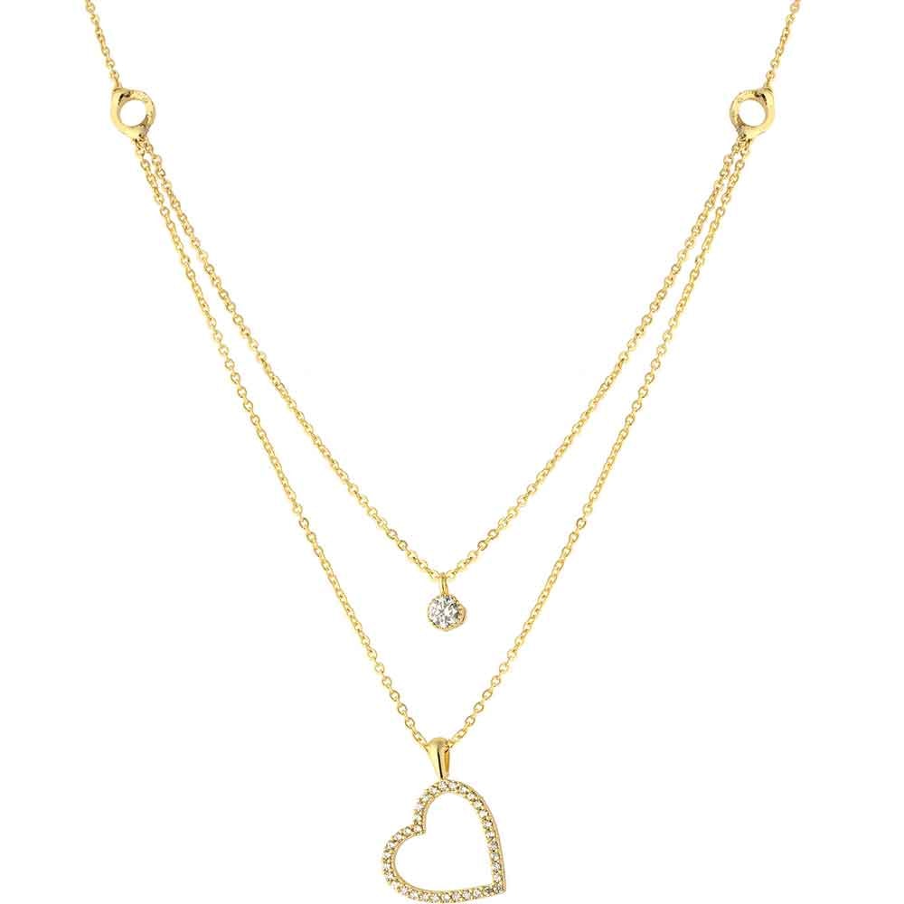 Collier coeur - Laiton plaqué or & zircons