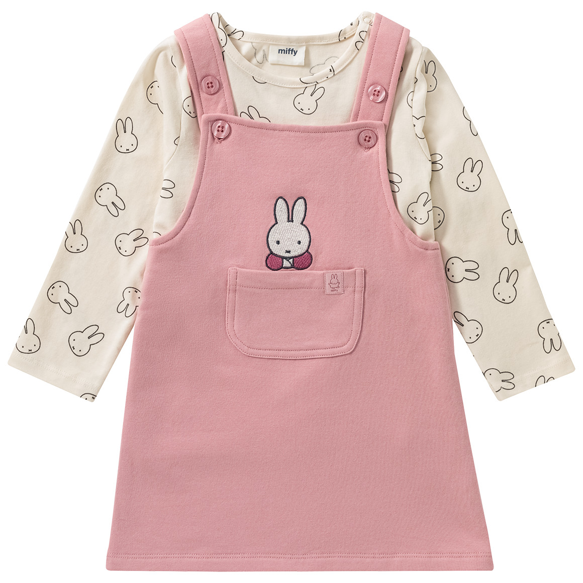 Topomini Miffy Kleid und Langarmshirt im Set creme / rosa