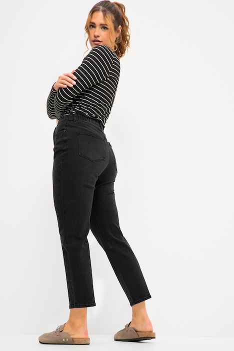 Mom-Jeans, wide Legs, 5-Pocket, Elastikbund