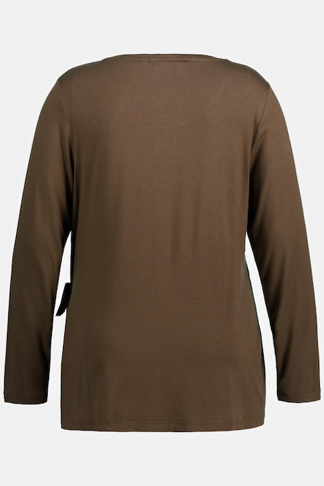 Shirt, Zierknoten, Classic, V-Ausschnitt, Langarm