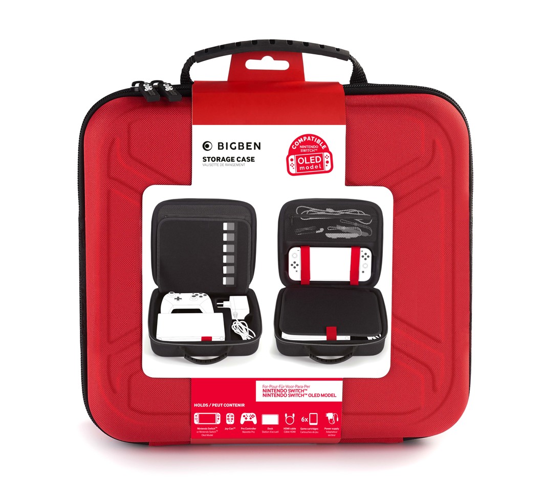 Bigben Storage Case Red Hard Case for Switch Including Docking Station Compatible with Switch Lite/OLED
