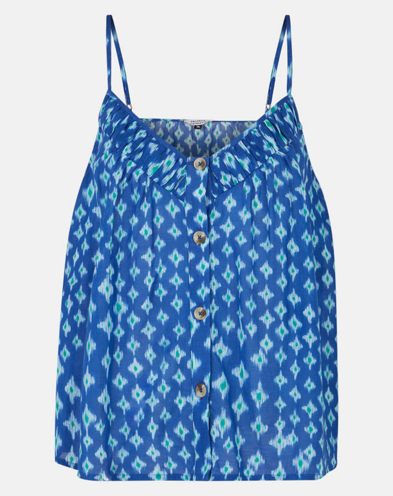 Galeries Lafayette Top fluide imprimé bleu/blanc