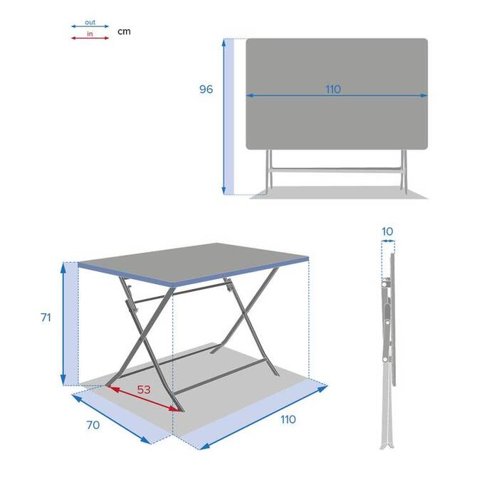 Table de jardin pliante rectangulaire GREENSBORO Bleu canard