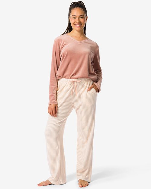 pantalon lounge velours rayé  crème