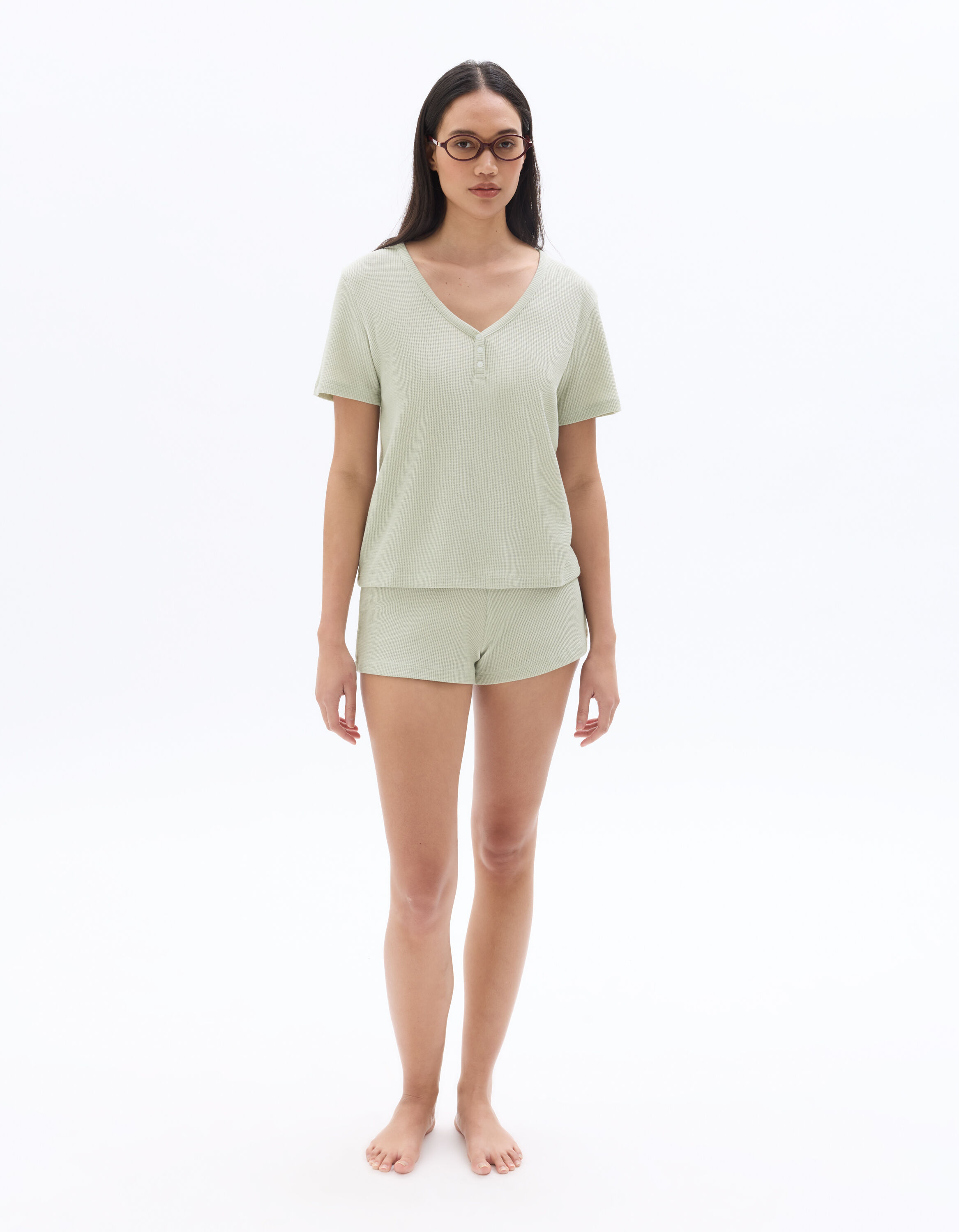 Ensemble de pyjama en jersey gaufré - kaki clair