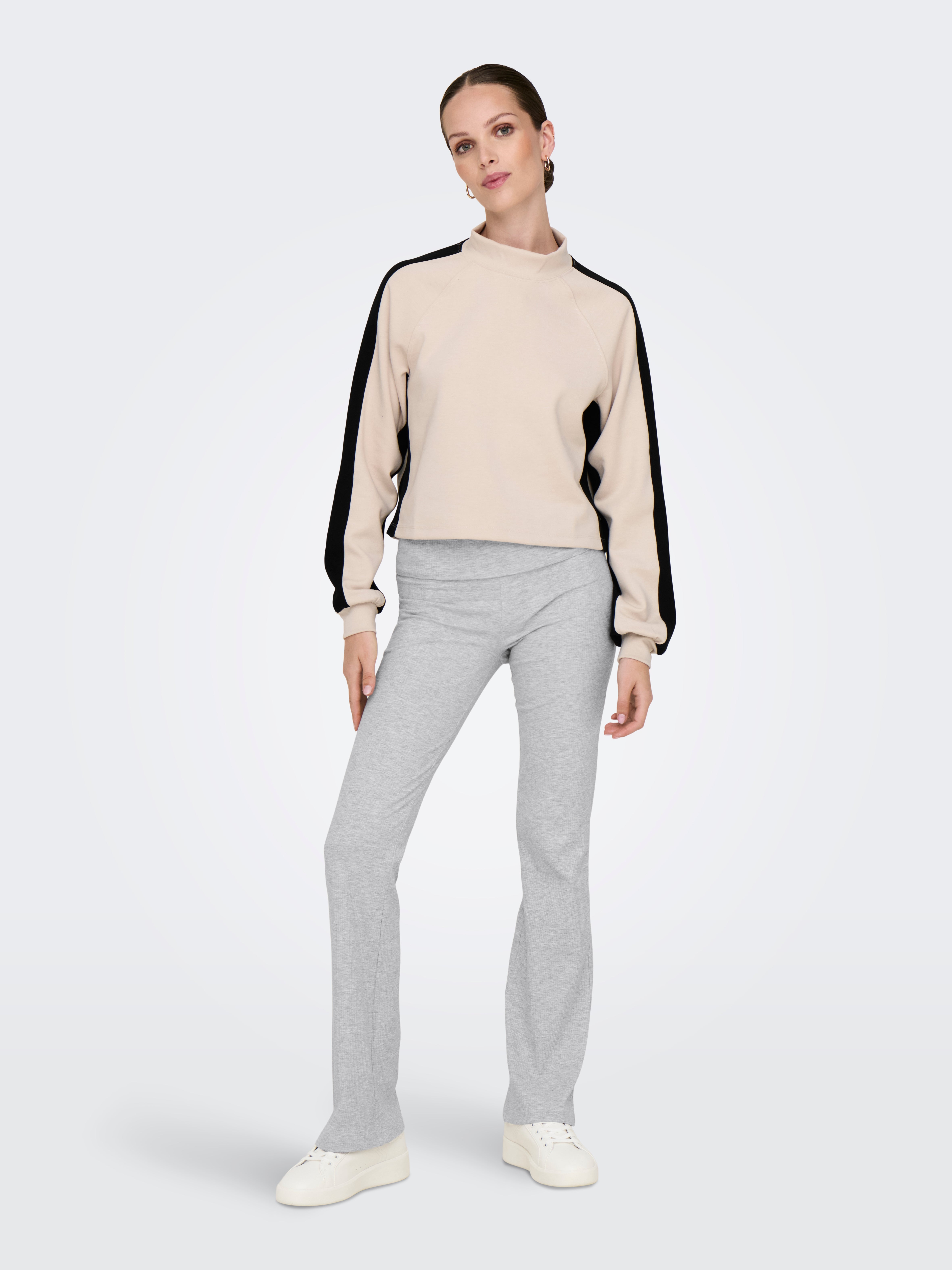 ONPFOLD Mittlere Taille Ausgestellt Hose Light Grey Melange