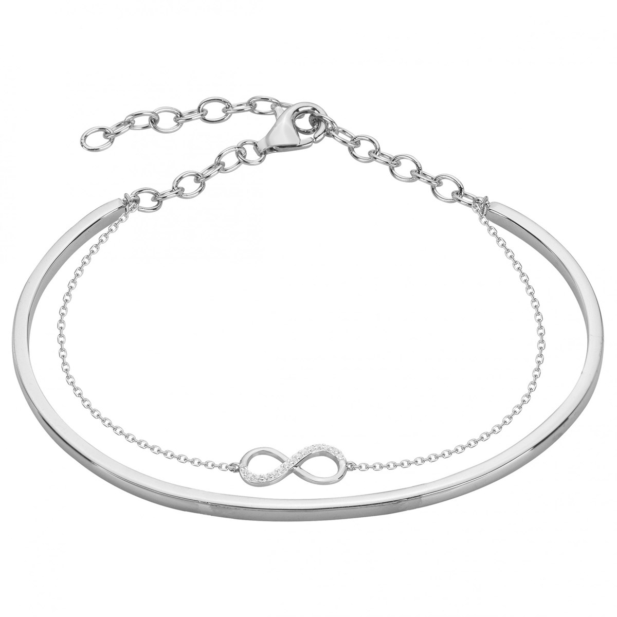 Bracelet semi-rigide en Argent avec oxyde de zirconium blanc