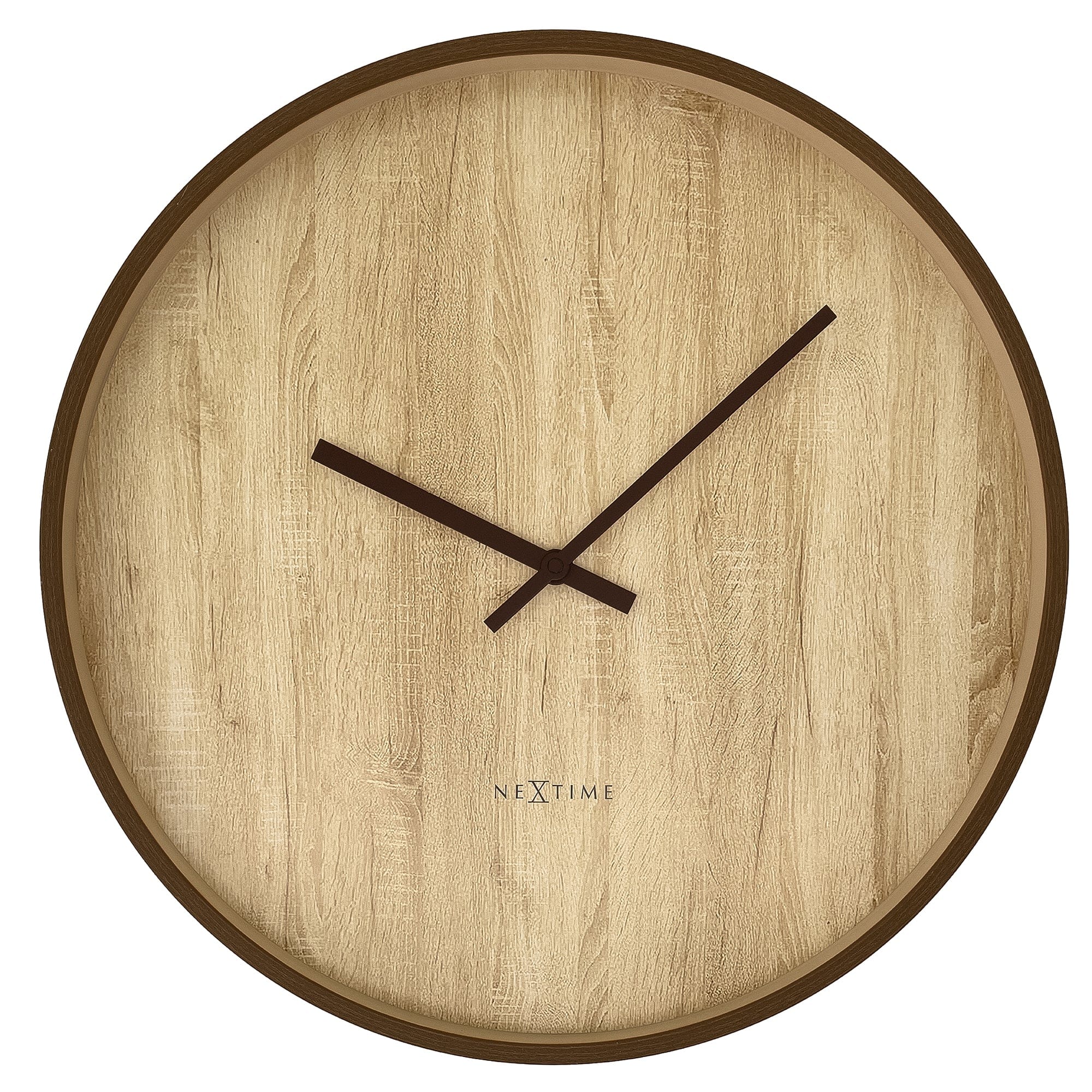 NeXtime - Wandklok 50cm - Stille - Donkerbruin|Lichtbruin - Plastic -