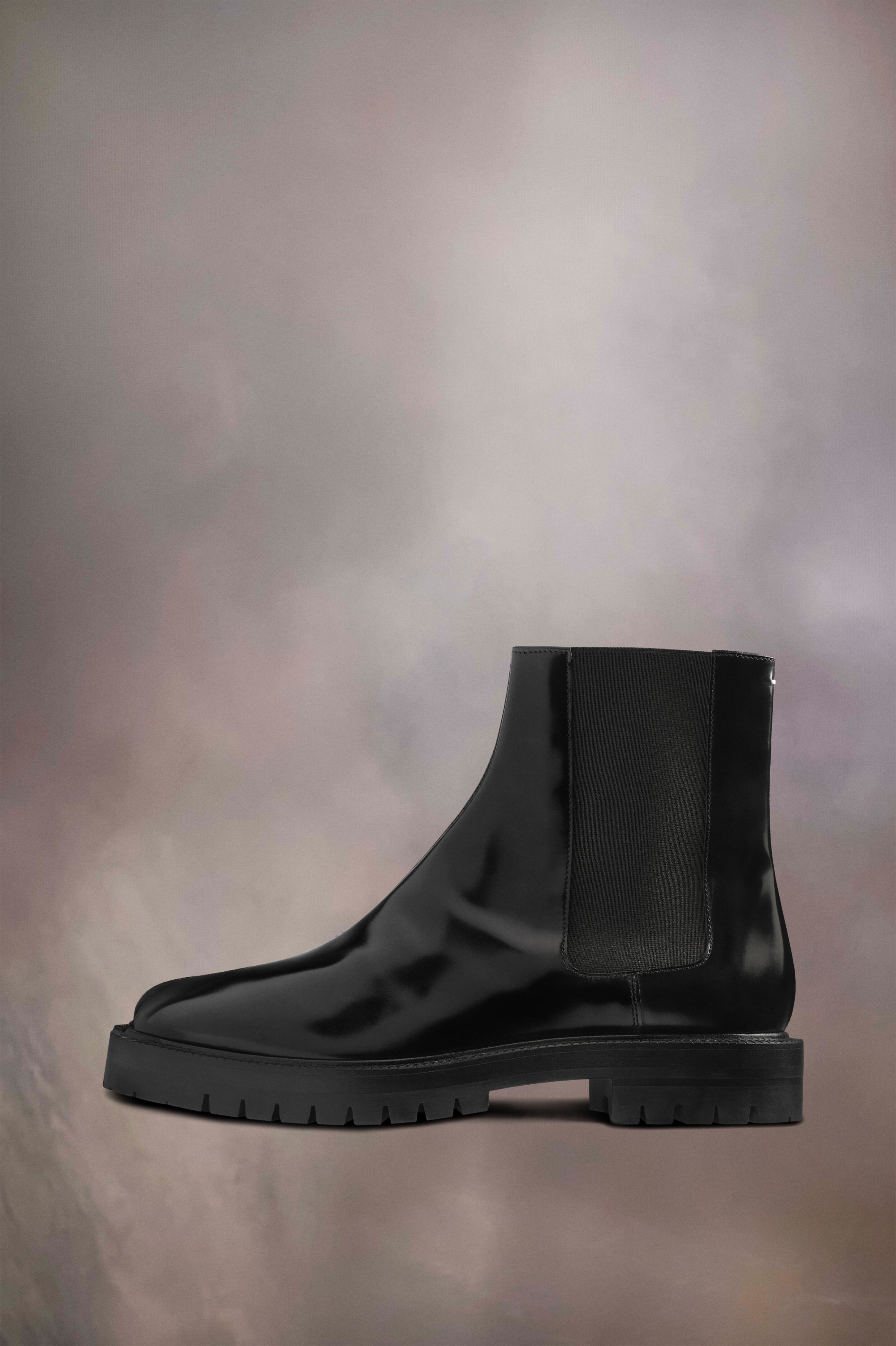 Botte Chelsea Tabi noir en cuir pour homme Noir