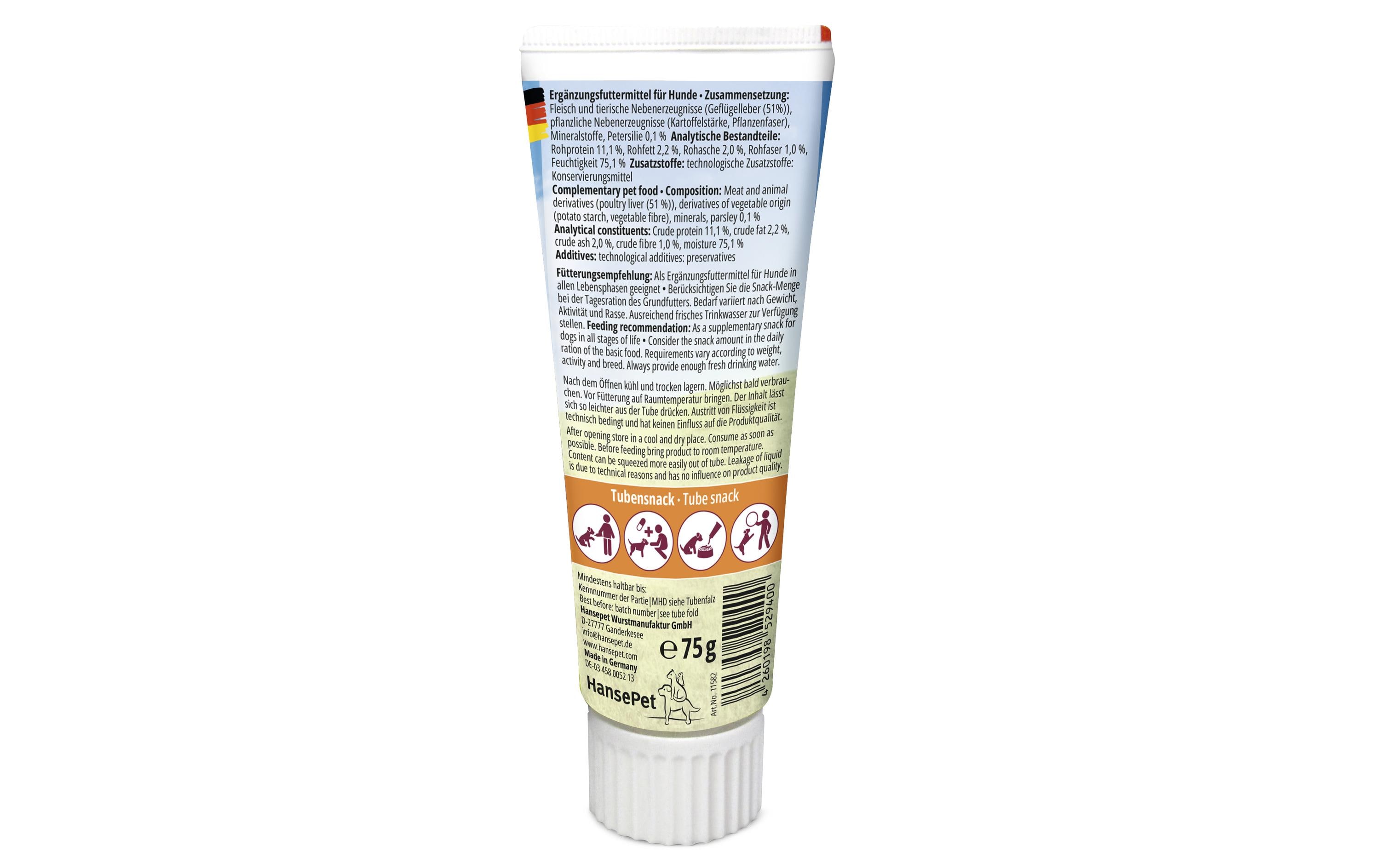 Leckerli Geflügelcreme, 75 gSofter Snack für Hunde