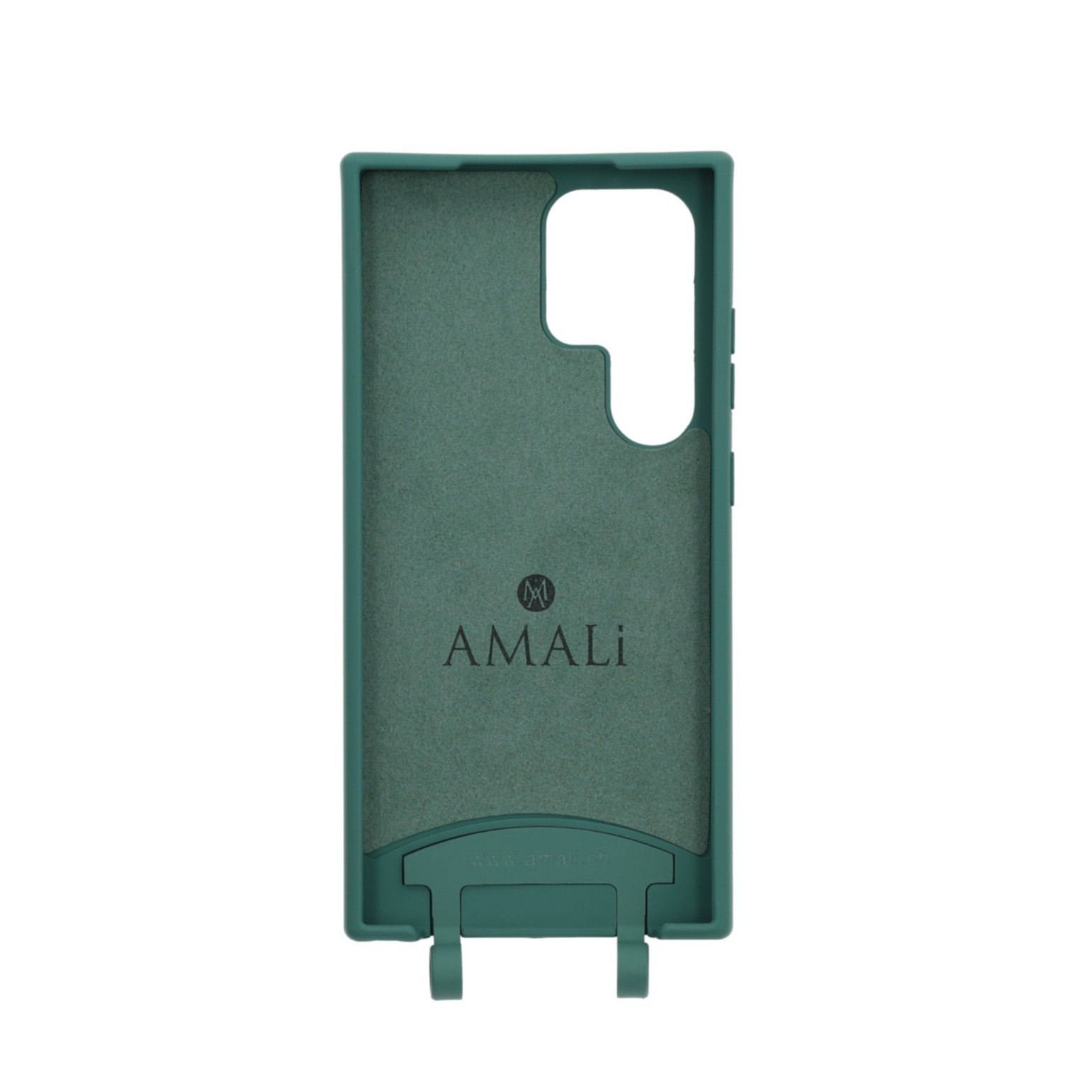 Samsung Galaxy S24 Ultra Handy Hülle Elegantes Case mit abnehmbarem Necklace Adapter - Darkgreen / Silver