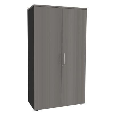 Armoire haute IDRA/DUAL - H180 x L80 x P47 - 2 portes - Corps anthracite - Portes et dessus imitation chêne gris