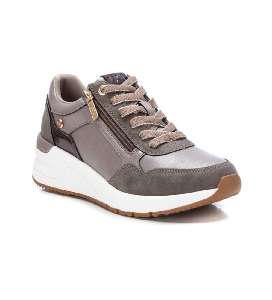Tênis Xti 141923 cinza - Salto plataforma de 5 cm -