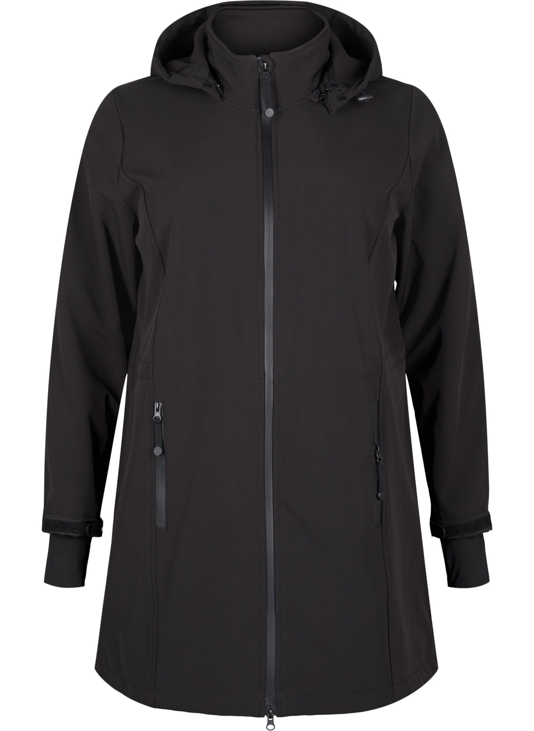 Softshell jakke med aftagelig hætte