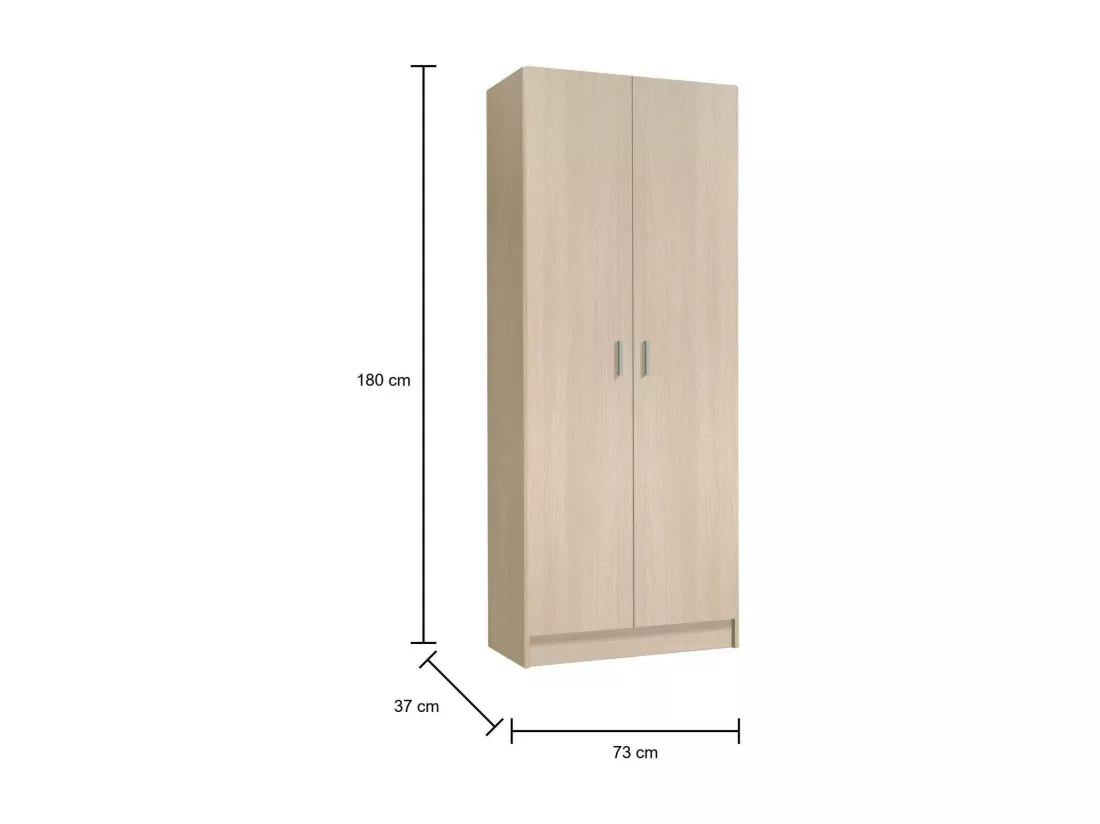 Armoire polyvalente Dabaldi, Armoire à balais avec 2 portes, Étagère à chaussures avec étagères, Armoire à balais, cm73x37h180 cm, Chêne