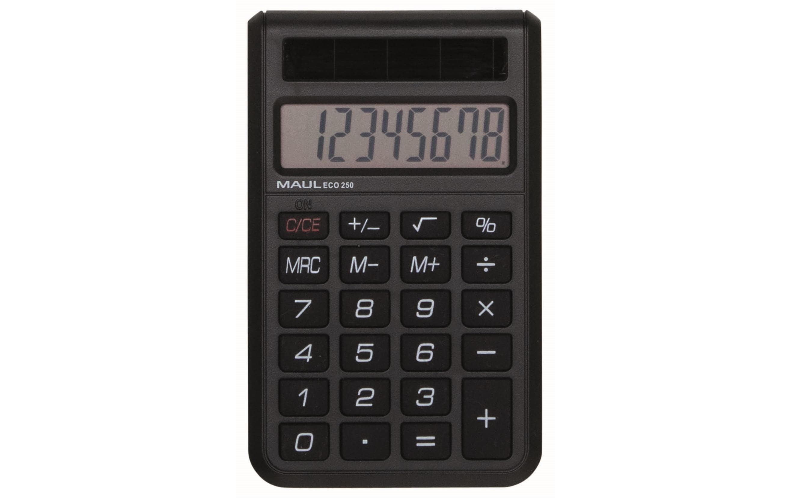 Taschenrechner ECO 250, 8 Stellen, SchwarzSolarbetriebener Tischrechner