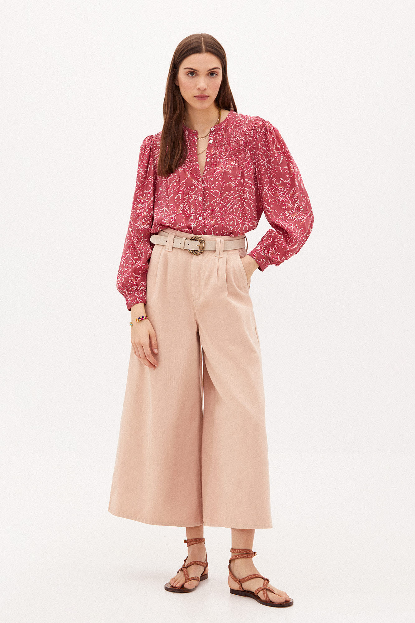 Blusa Brigitte Estampada e Fluida - Rosa