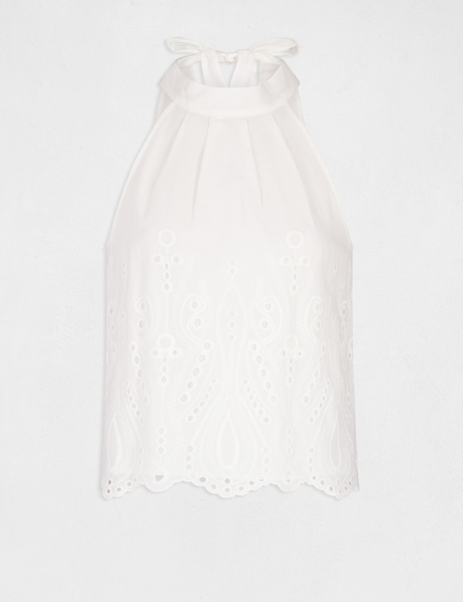 Blouse sans manches avec broderie ecru femme - ecru