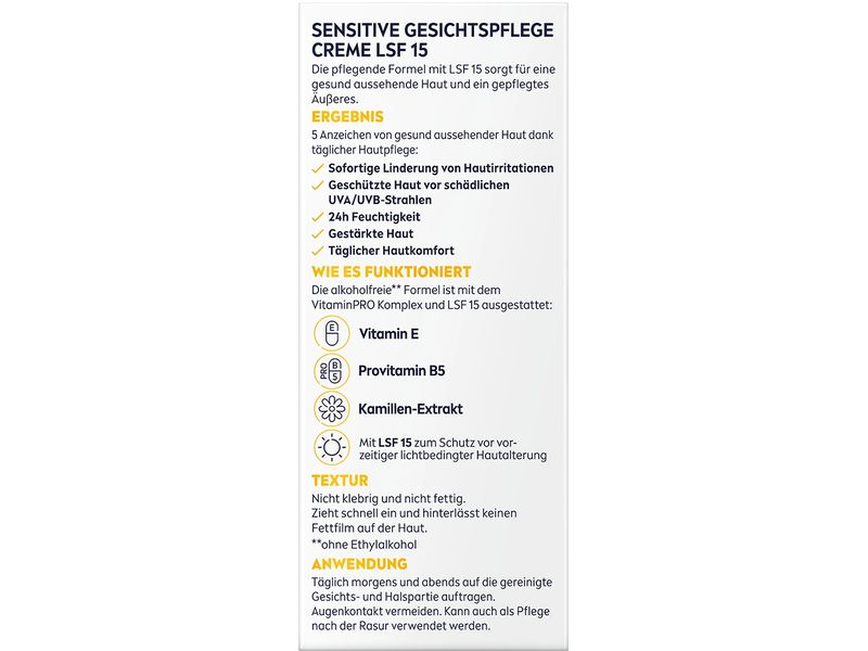 NIVEA MEN Gesichtscrème Sensitive LSF 15 75 ml Gesichtspflege mit Kamille-Extrakt reduziert Hautirritationen