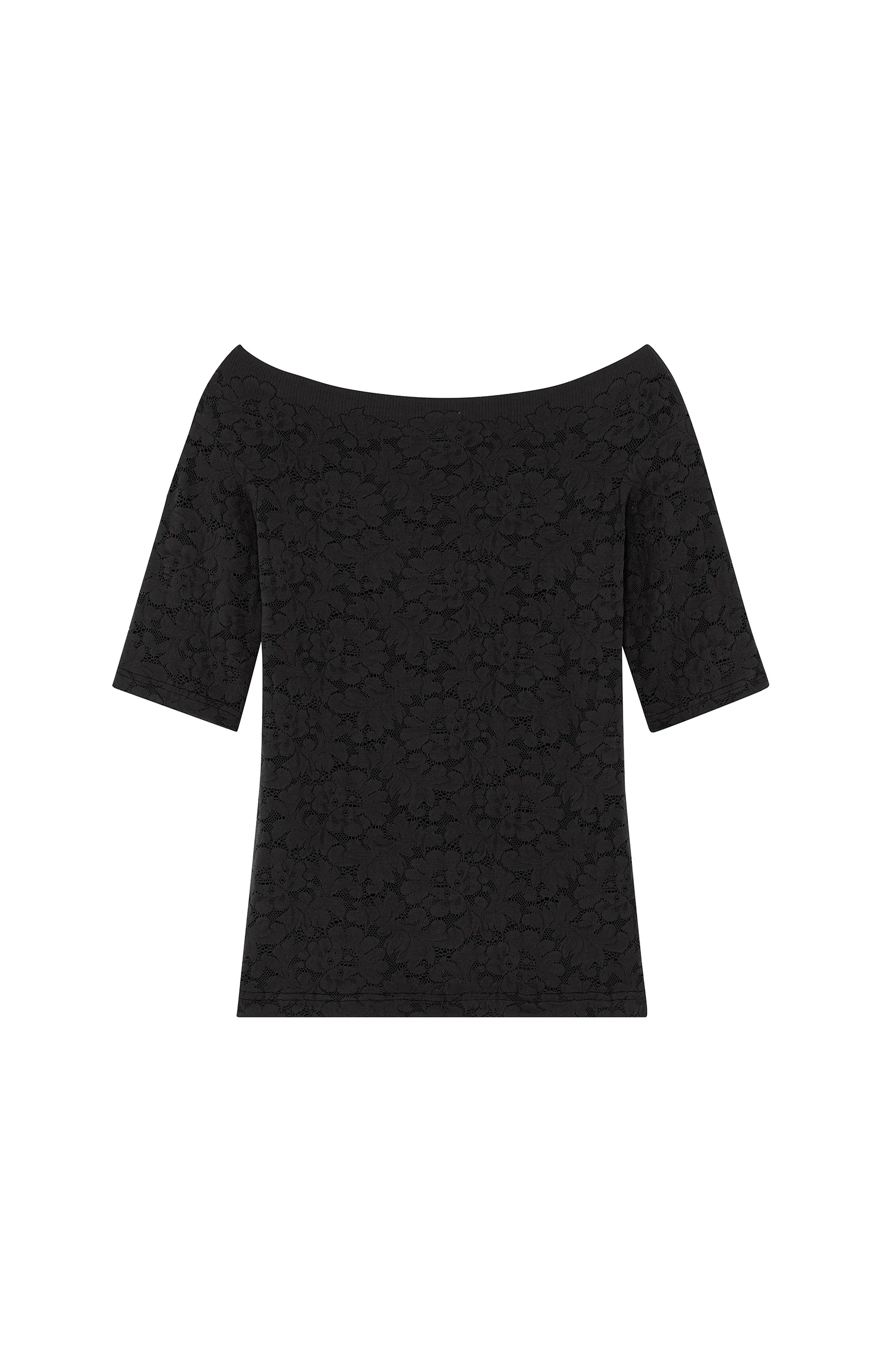 talita Top noir en dentelle col bateau Noir