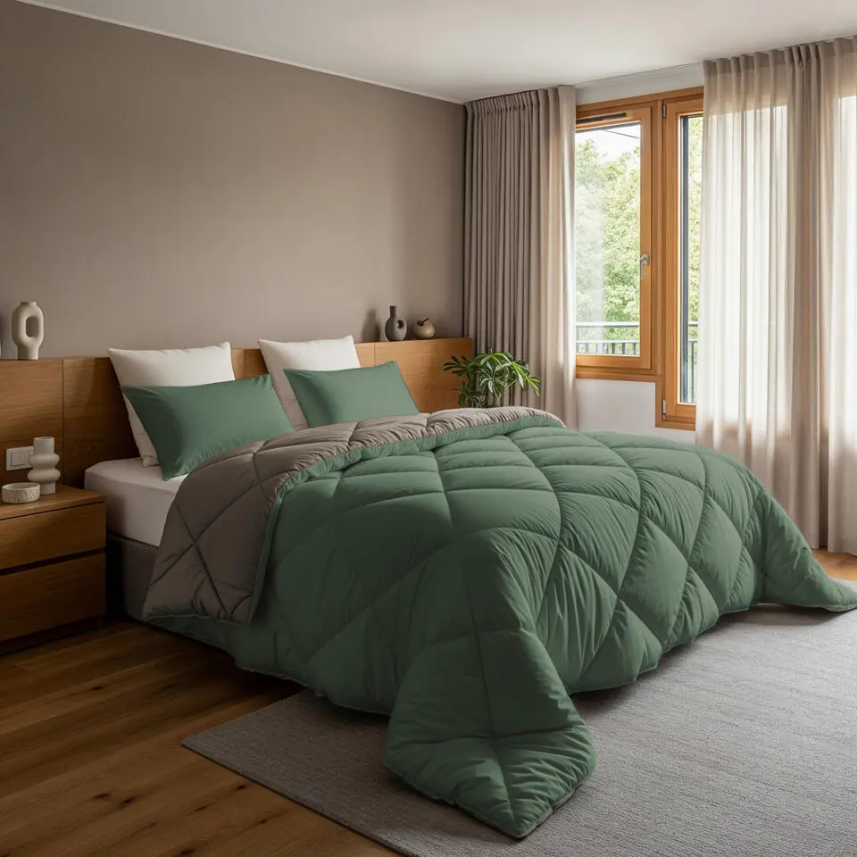 Dekbed zonder Overtrek Diamond 140x200 – Met Kussenslopen – Wasbaar – Groen/Kaki