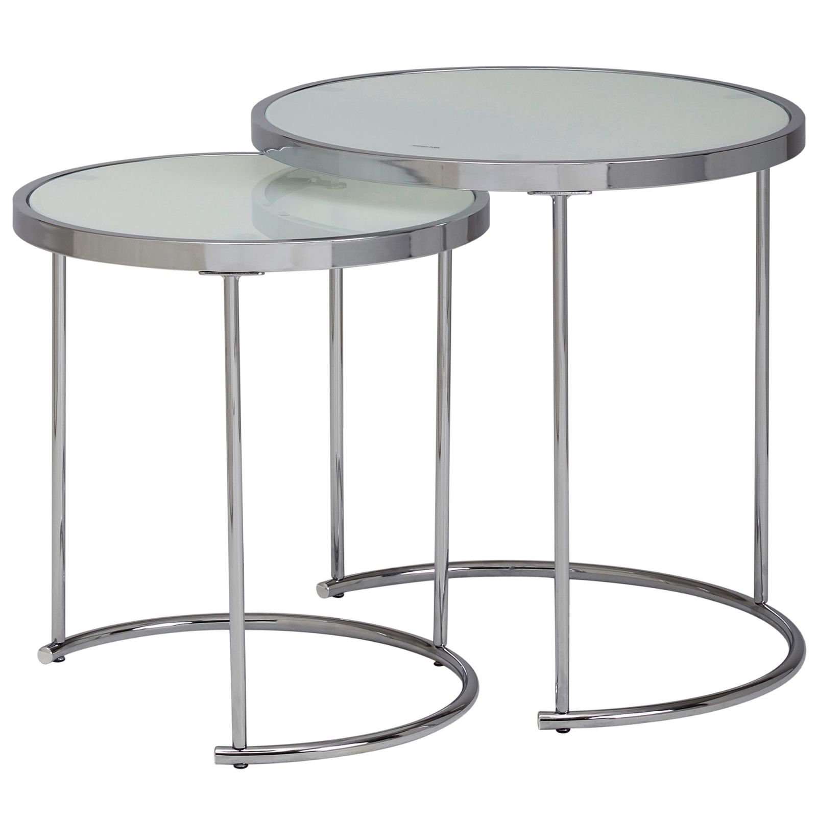 2er-Set Beistelltisch - silber - verspiegelt