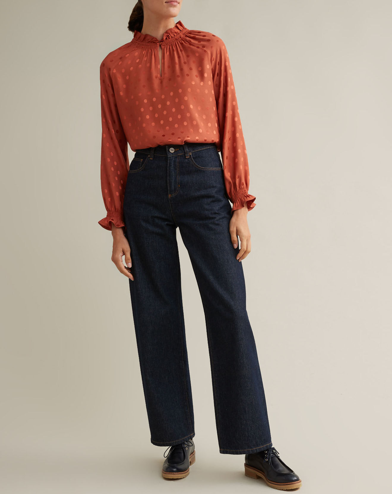 Cyrillus Blouse jacquard à pois rose moyen