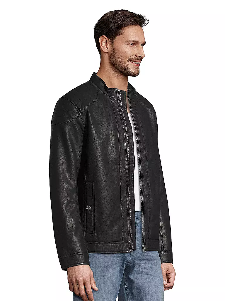 TOM TAILOR Lederjacke schwarz