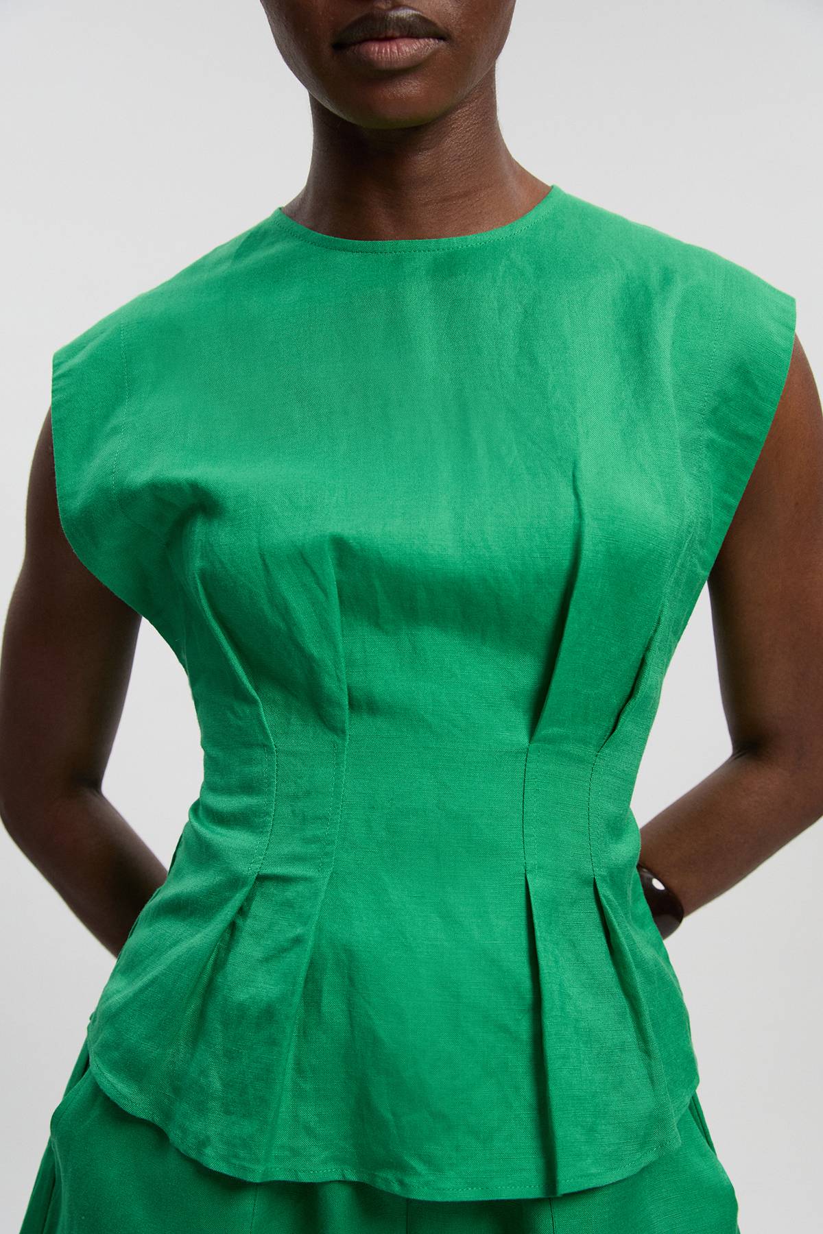KarenMillen Haut tissé pintuck en viscose-lin