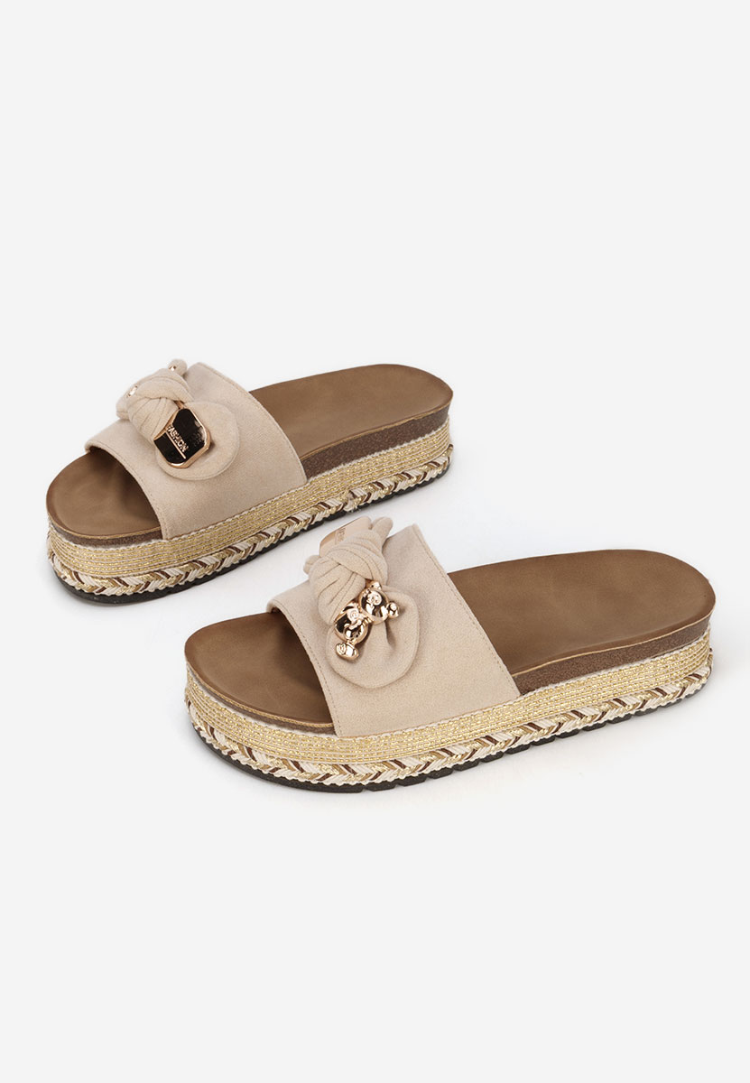 Mules à plateforme beige Ursiela